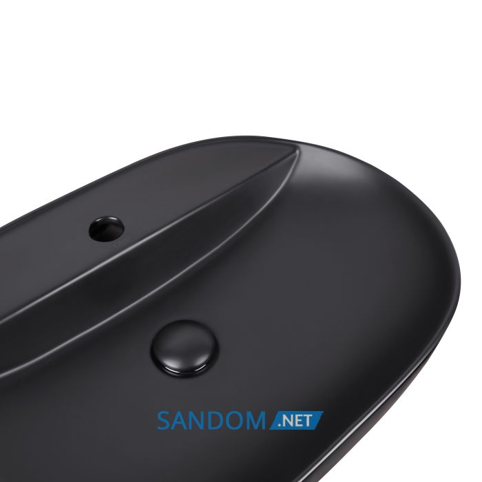 Накладна раковина Qtap Scorpio 61x40 Matt black з донним клапаном QT142203MBMB
