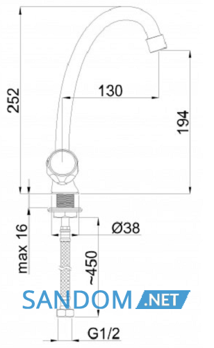Змішувач для умивальника Rubineta Milano 8 M8J006