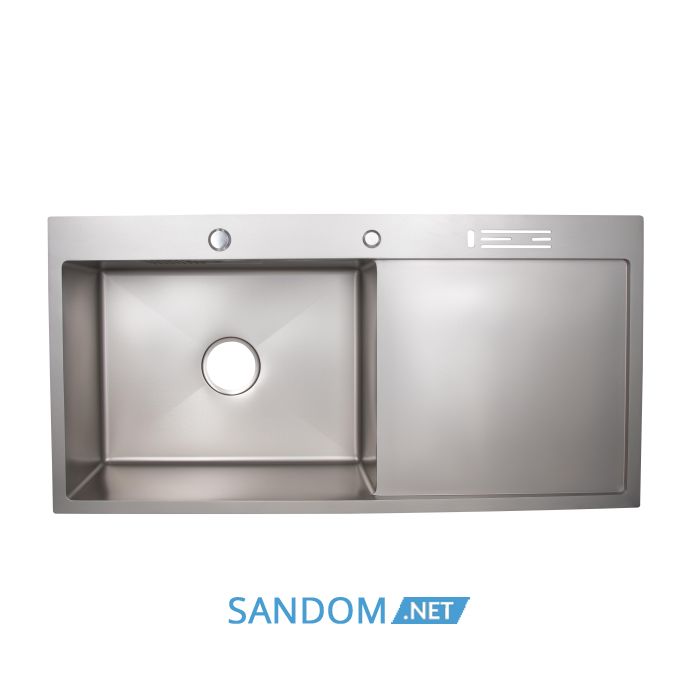 Мийка для кухні Lidz LH10050B 3.0/1.0 мм Brush з вбудованим тримачем для ножів