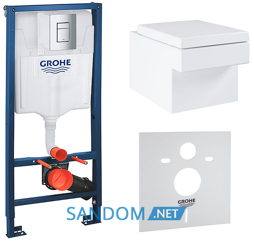 Инсталляция Grohe Rapid SL с унитазом Cube и крышкой плавного опускания
