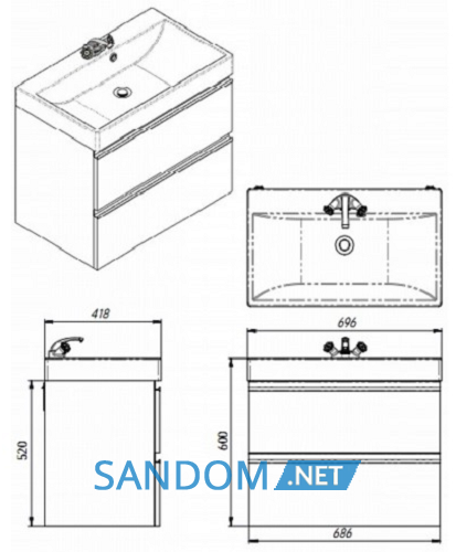 Тумба з умивальником Juventa Savona Sv-70
