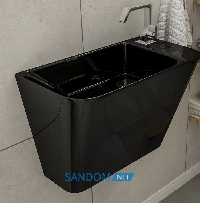 Умывальник-моноблок подвесной Volle Teo 13-88-601Black 50х28х35