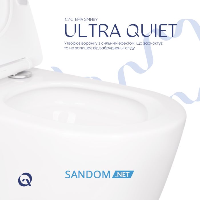 Унітаз підвісний Qtap Scorpio безобідковий Ultra Quiet з сидінням Soft-close QT14332380AW
