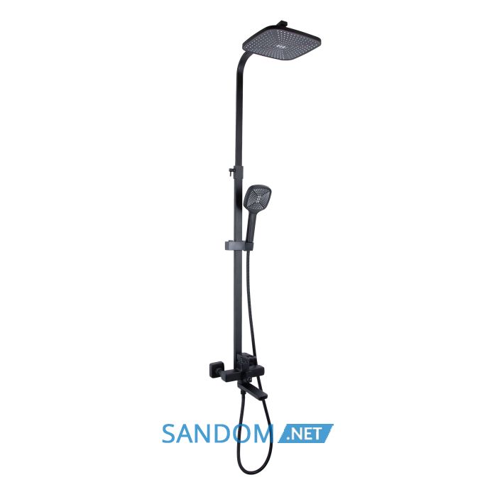 Душова система Lidz Wawel 1030 Black зі змішувачем з виливом