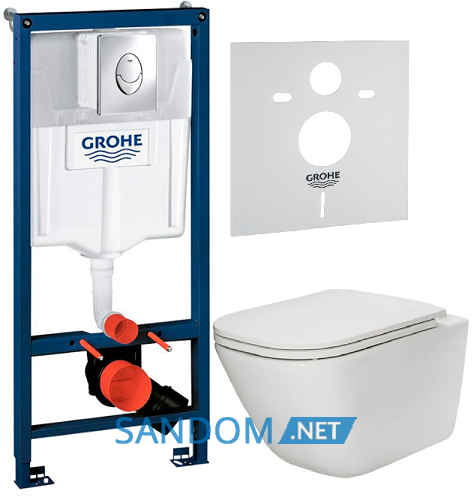 Інсталяція Grohe 38721001 з унітазом Roca Gap Clean Rim із сидінням Slim slow-closing