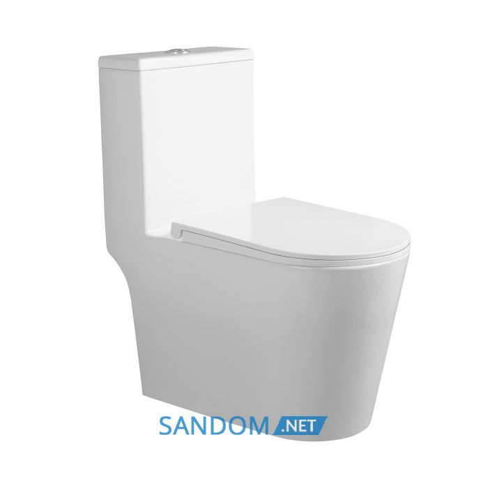 Унітаз моноблок підлоговий Qtap Kolibri Ultra Quiet безобідковий з сидінням Soft-close WHITE QT10226380W