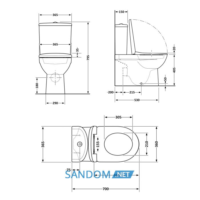 Унітаз моноблок підлоговий Qtap Kolibri Ultra Quiet безобідковий з сидінням Soft-close WHITE QT10226380W