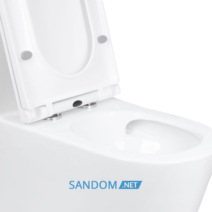 Унітаз моноблок підлоговий Qtap Kolibri Ultra Quiet безобідковий з сидінням Soft-close WHITE QT10226380W