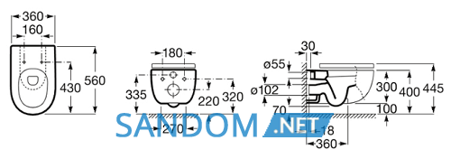 Унітаз підвісний Roca Meridian Rimless A34H24000 із сидінням Slim