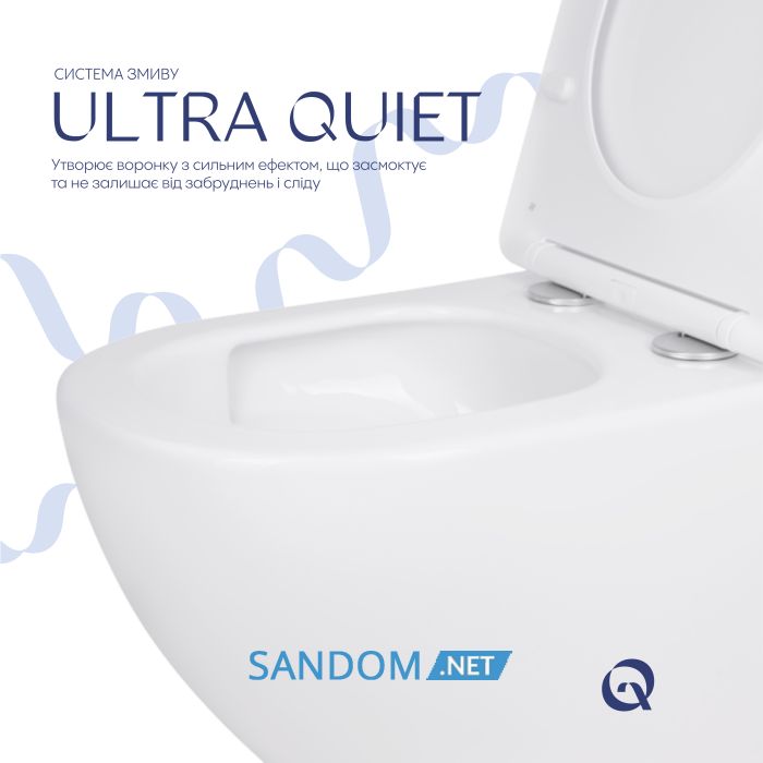 Унітаз підвісний Qtap Jay Ultra Quiet безобідковий з сидінням Soft-close QT07335175W