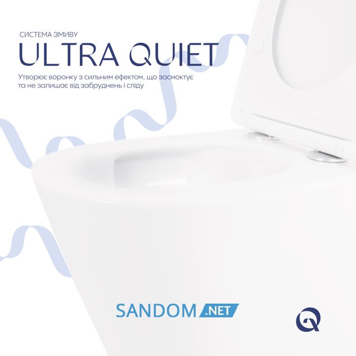 Унітаз підвісний Qtap Swan Ultra Quiet безобідковий з сидінням Soft-close QT16335180W