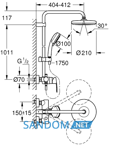 Душевая система Grohe Tempesta Cosmopolitan 210 26224001