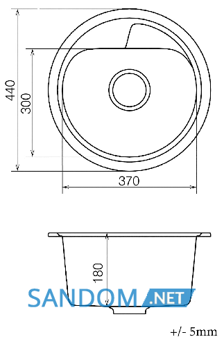 Гранитная мойка Vankor Polo PMR 01.44 440х440х180