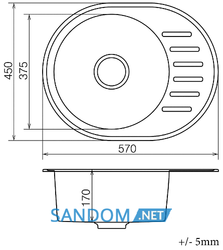 Гранітне миття Vankor Lira LMO 02.57 570х450х170