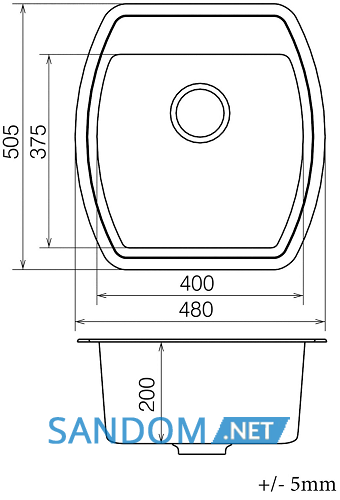 Гранітне миття Vankor Norton NMP 01.48 480х505х200
