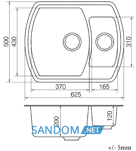 Гранитная мойка Vankor Norton NMP 03.63 625х500х200