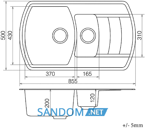 Гранітне миття Vankor Norton NMP 04.86 855х500х200
