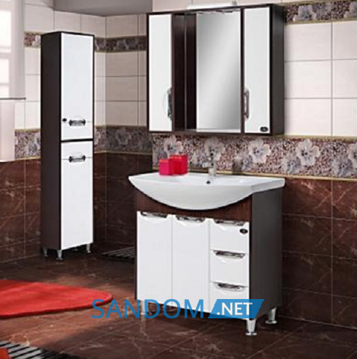 Дзеркало у ванній кімнаті Van Mebles Lora Wenge 80 з двома шафками