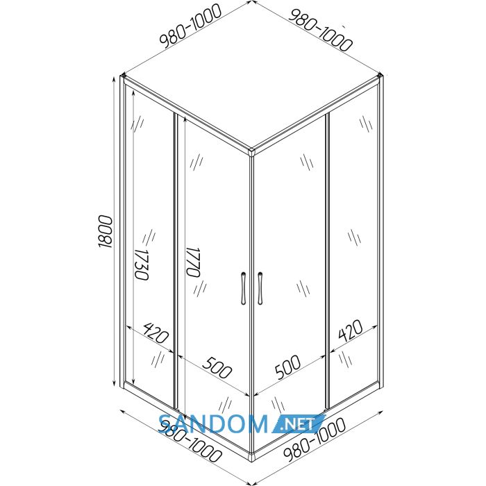 Душова кабіна Bravo Odra N100FS 100x100x180 без піддону