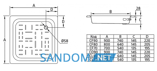 Поддон стальной BLB 80х80