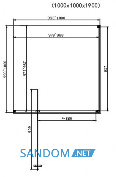 Душова кабіна Dusel 100х100х190 DL198B+DL196B Black Matt без піддону