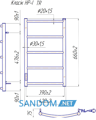 Полотенцесушитель Марио Классик HP-I 660x420 TR К