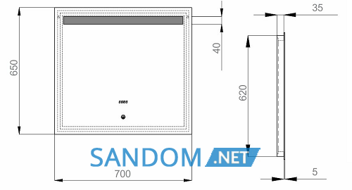 Дзеркало у ванну кімнату Sanwerk Lava Deluxe 70х65 з LED підсвіткою