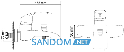 Змішувач для ванни Rozzy Jenori Baron RBZ014-3 з гарнітуром