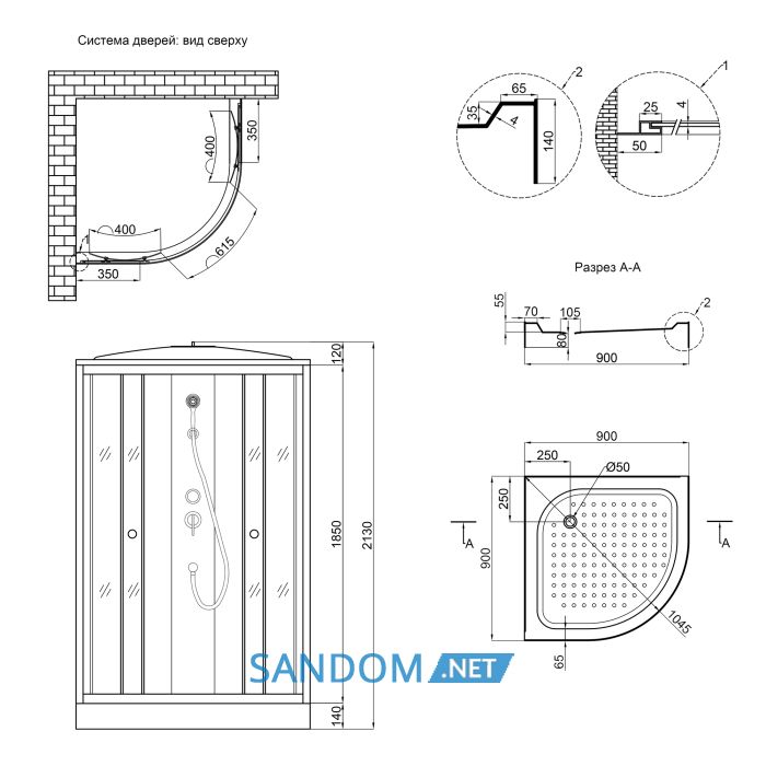 Душевой бокс Lidz Tani SB90x90.SAT.LOW.FR Frost с низким поддоном