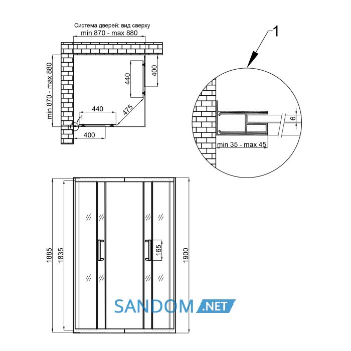 Душова кабіна Qtap Taurus BLA1099SC6 90х90х190 без піддону