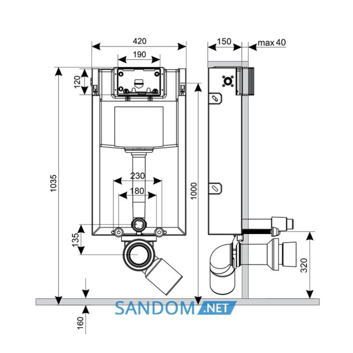 Инсталляция для унитаза Qtap Nest QT0134M429