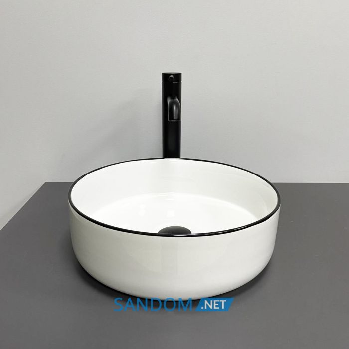 Умивальник накладний VBI PRATO WHITE BLACK EDGE 35,5x35,5