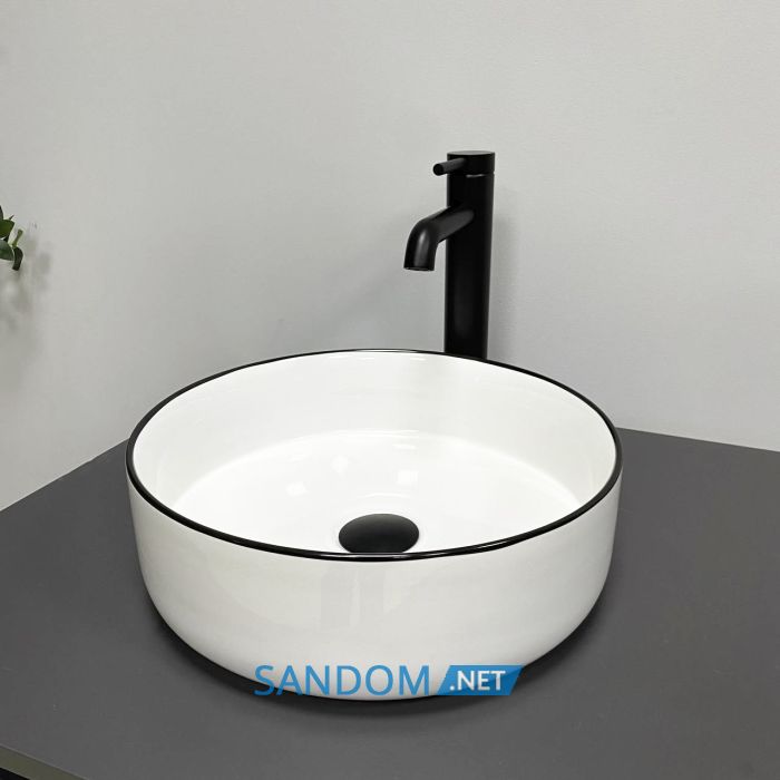 Умивальник накладний VBI PRATO WHITE BLACK EDGE 35,5x35,5
