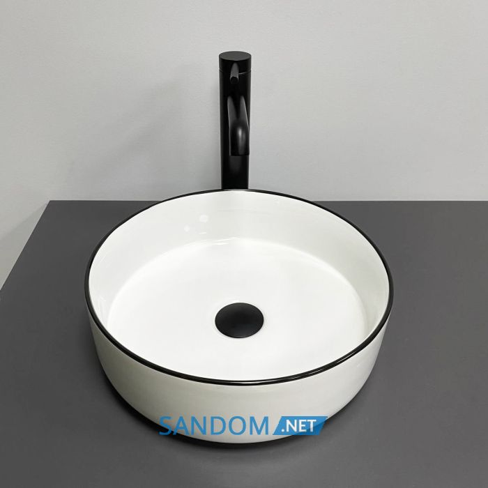 Умивальник накладний VBI PRATO WHITE BLACK EDGE 35,5x35,5