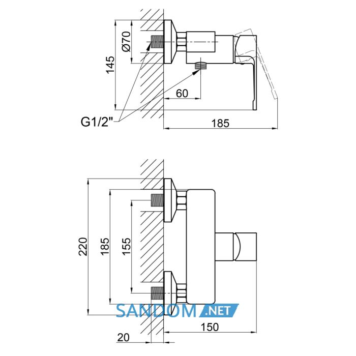 Смеситель для душа Qtap Vitkov 4019104C