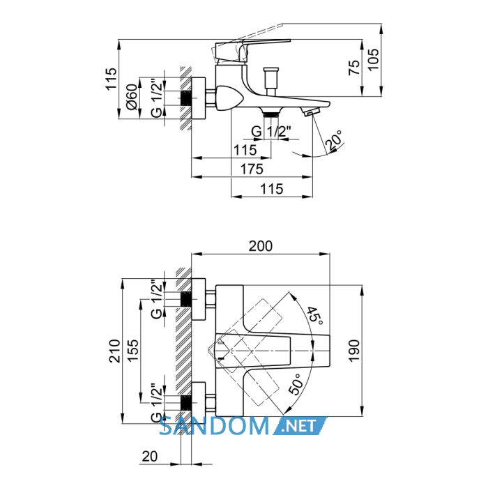 Змішувач для ванни Qtap Lodenice 3030101DC