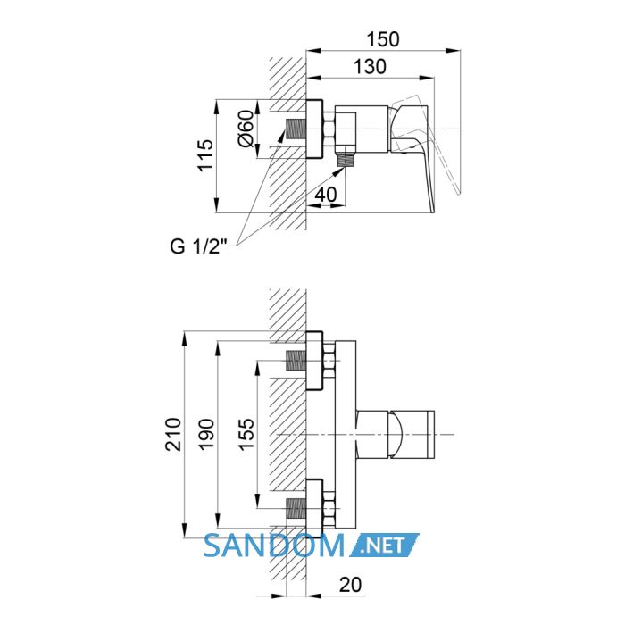 Змішувач для душу Qtap Nihonto 4022101CB