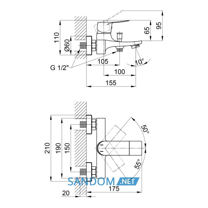 Смеситель для ванны Qtap Nihonto 3022101DCB