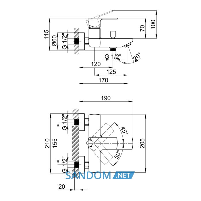 Змішувач для ванни Qtap Lipno 3023101DCB