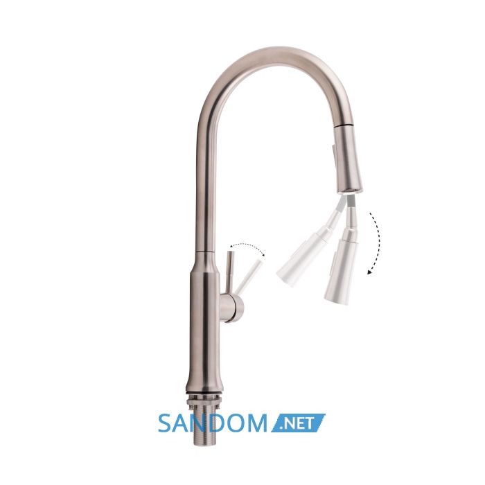 Змішувач для кухні з висувним зливом Qtap Baruska 9137103UN