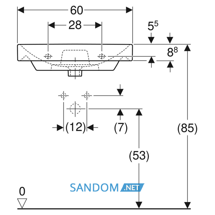 Умивальник Geberit Smyle Square 60 (500.229.01.1)