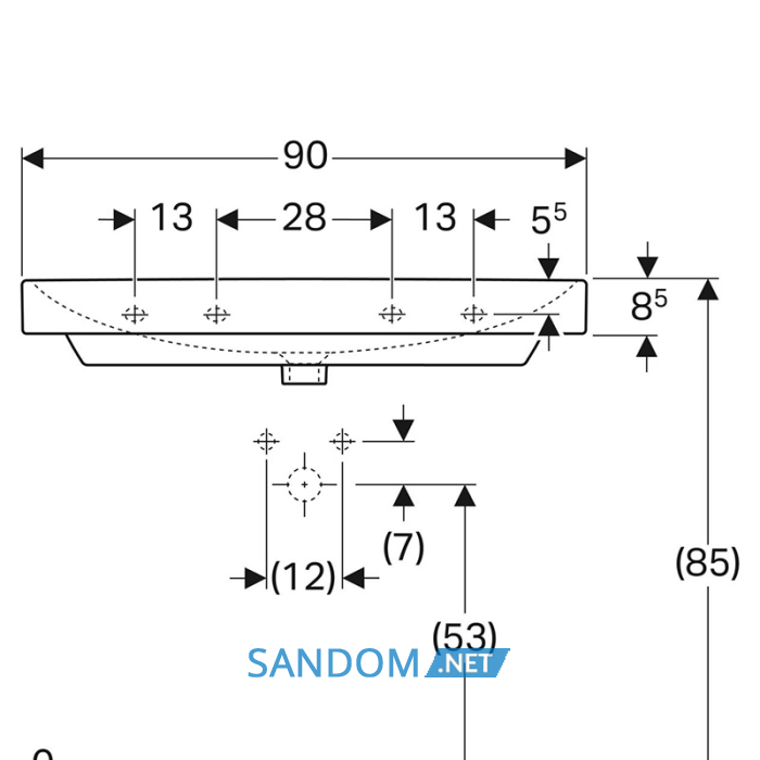 Умывальник Geberit Smyle Square 90 (500.251.01.1)