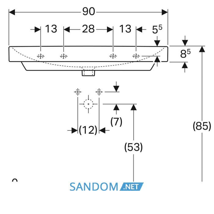 Умывальник Geberit Smyle Square 90 (500.251.01.1)