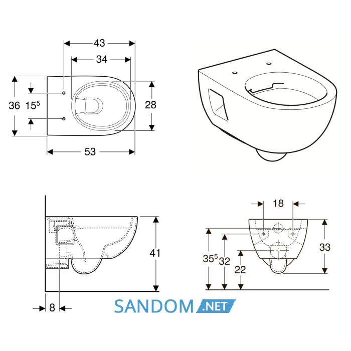Подвесной унитаз Geberit Selnova Rimfree 501.545.01.1