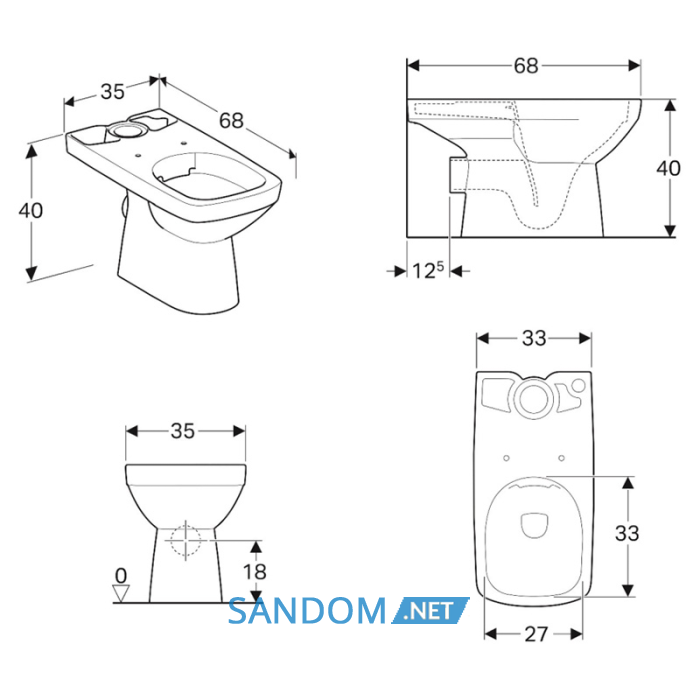 Чаша унитаза Geberit Selnova Square Rimfree 500.152.01.1	