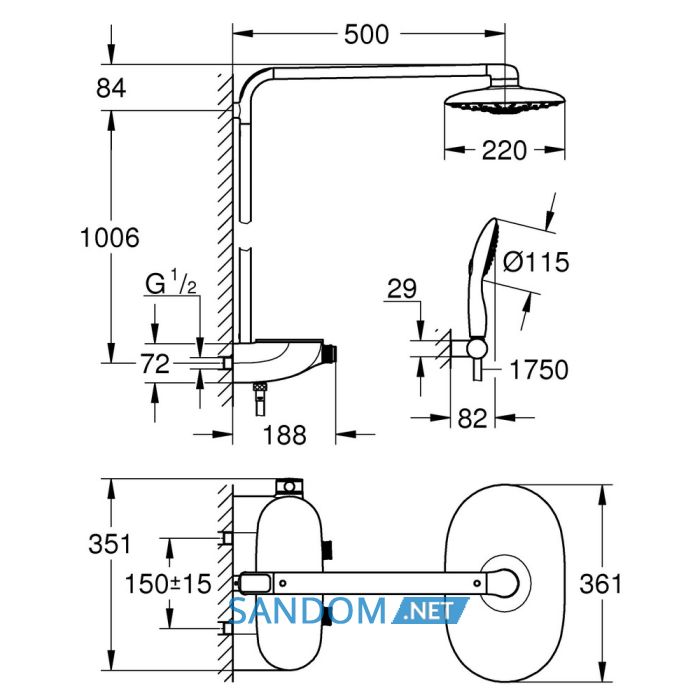Душевая система Grohe Rainshower SmartControl 26250000