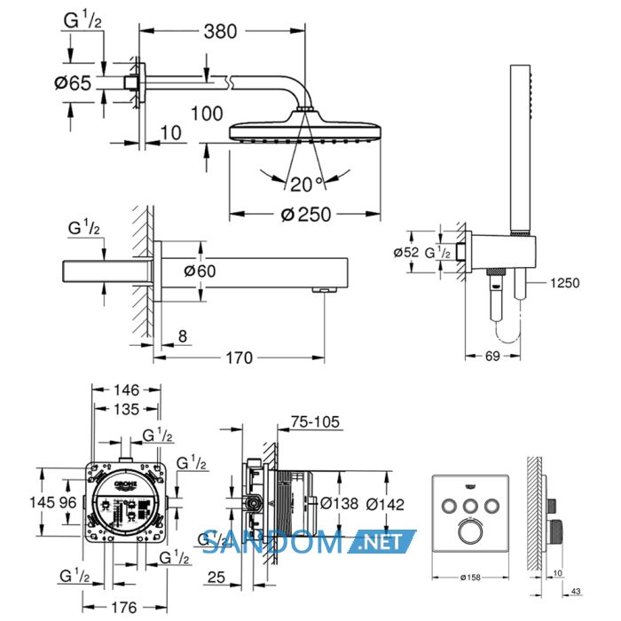 Душевая система Grohe Grohtherm SmartControl 26415SC2