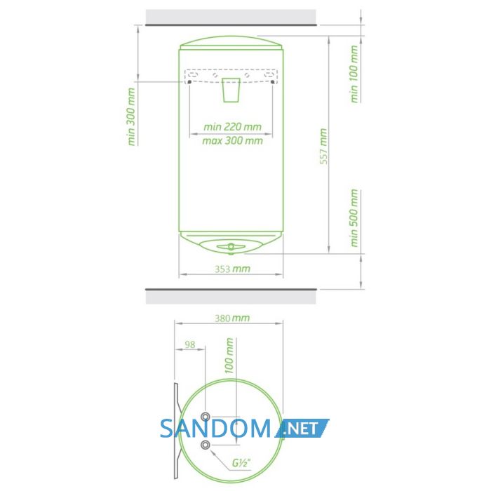 Водонагреватель Tesy Bilight Slim 30 л, мокрый ТЭН 1,2 кВт (GCV303512B11TSR) 303121