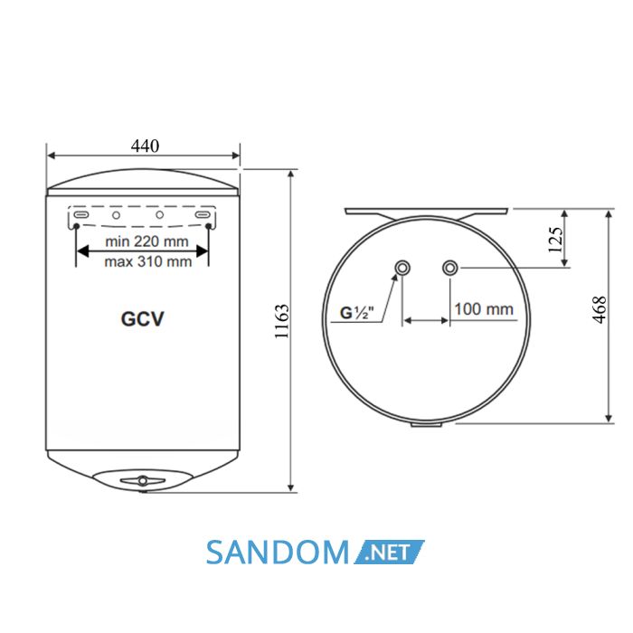 Водонагреватель Tesy Anticalc 120 л, сухой ТЭН 2х1,2 кВт (GCV1204424DB14TBR) 304902