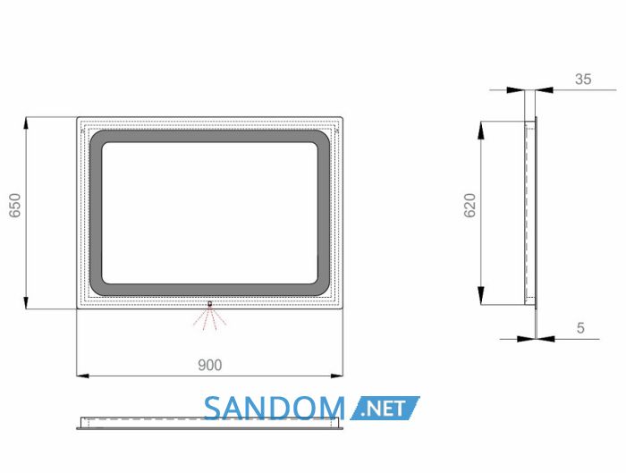 Дзеркало у ванну кімнату Sanwerk Lava Hella 90х65 з LED підсвіткою
